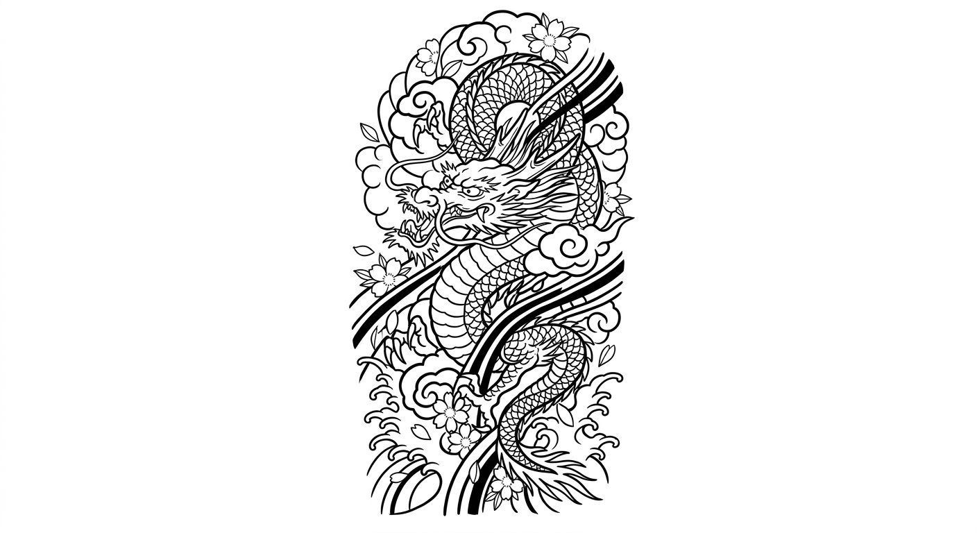 Serpentine dragon flowing along the full forearm