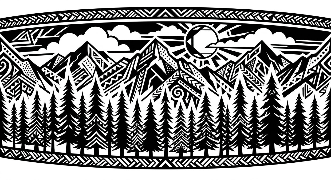 Pine forest silhouette forming a forearm band