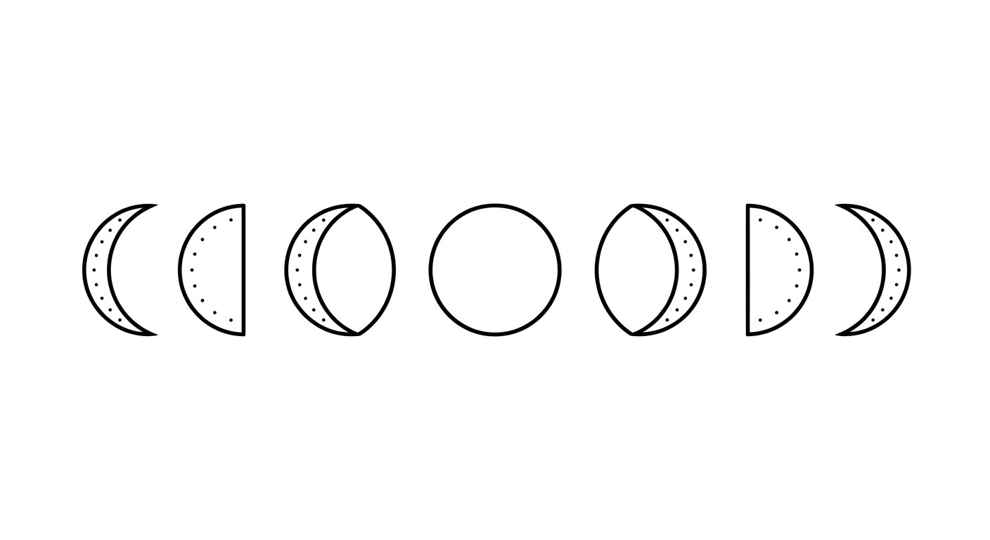 Crescent to full moon phases in a delicate line