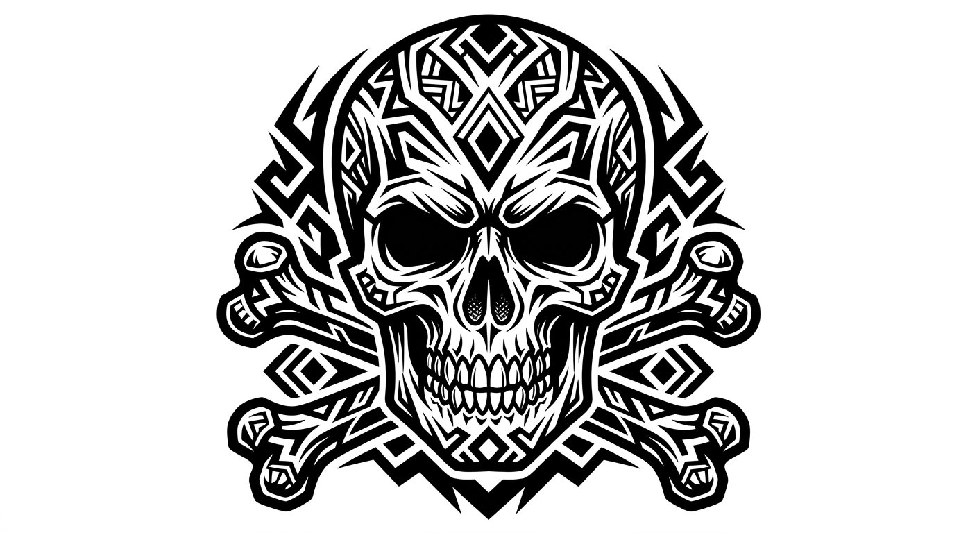 Detailed skull with crossed bones for back of hand