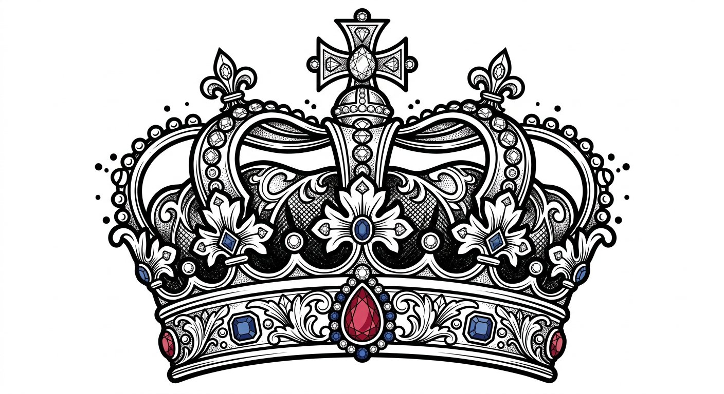Ornate royal crown on the back of the hand