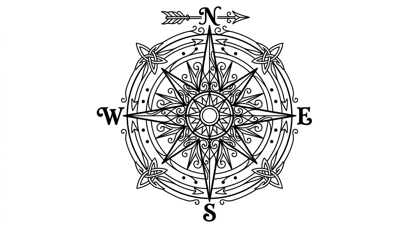 Nautical compass rose with cardinal directions