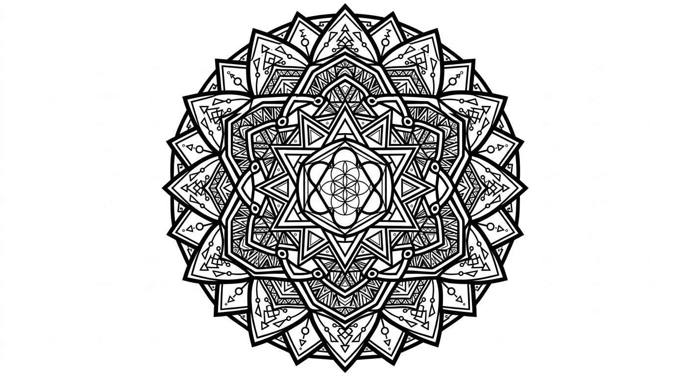 Intricate mandala centered on the nape of neck